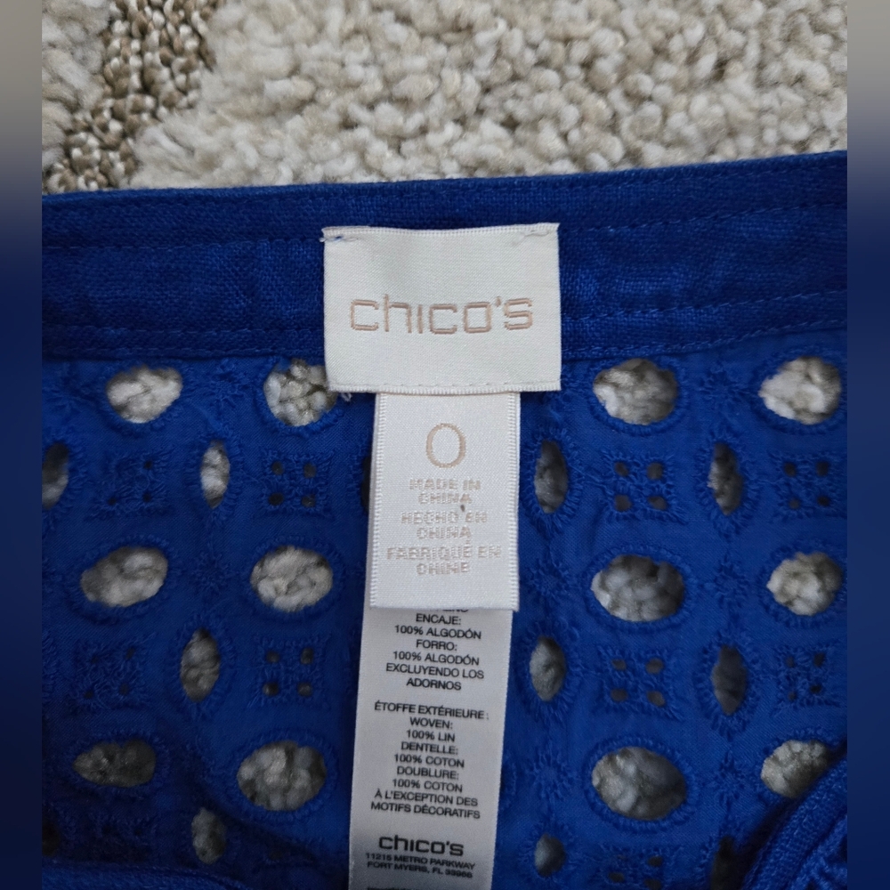 Chico's Linen Eyelet Jacket, Size 0 (Small) - Picture 7 of 11